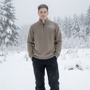 SMARTWOOL  Men’s Tan/brown Half Zip  Sweater Size M